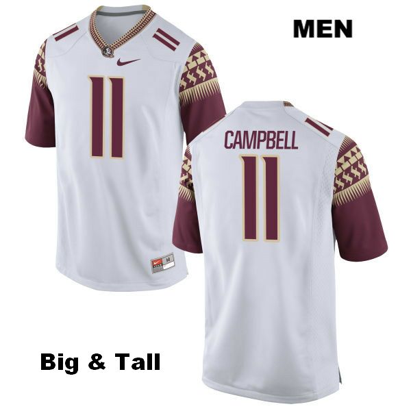Men's NCAA Nike Florida State Seminoles #11 George Campbell College Big & Tall White Stitched Authentic Football Jersey QYR0469WL